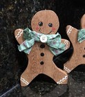 Set Of 3 Gingerbread Men Hand Painted Wooden Christmas Holiday Figurine