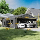 20  X 20  Heavy Duty Carport  Portable Garage With Doors  Windows  Dark Gray