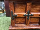 Antique Spanish Walnut Chest Trunk 60s Metal Cross Hardware Vintage Rare Small