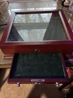Wooden Velvet-lined Jewelry Display Case With Glass Top