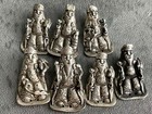 7-pc Antique Chinese Silver Hat Ornaments Deities Animals   Symbols Appliqu   Set