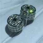 2ct Round Cut Lab Created Diamond Men s Stud Earrings In 14k White Gold Plated