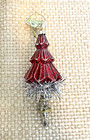 Red Glass Christmas Tree Finial Ornament  Glass   Tinsel  6 5  Tall  Regency Nwt