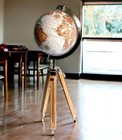 New18  Big World Globe Modern Map Atlas W  Wooden Tripod Stand Home Office Decor