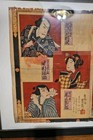 Meiji Era Japanese Original Antique Woodblock Print Triptych By Kunichika Framed