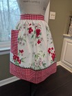 Kitchen Apron W pocket Hm W  verbena  Vtg usa Wilendure Tb - Red Checkers Trims