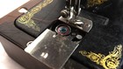 Vintage Singer Sewing Machine With Motor     Antique Black   Gold  Portable Case