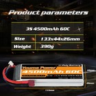 11 1v 4500mah 3s Lipo Battery 60c Deans For Rc Car Helicopter Drone Airplane