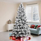 4-9 Ft Snow Flocked Artificial Christmas Tree Frosted Pine Tree Foldable Base