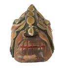 Vintage Mexican Hand Painted Wood Mask With Lizard In The Center