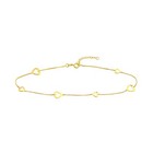 Heart Charm Ankle Bracelet 14k Solid Gold Adjustable Box Chain Foot Anklet