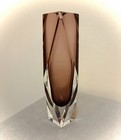 Mid-century Amethyst Amber Murano Sommerso Mandruzzato Style Faceted Glass Vase