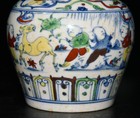 4 06  China Old Antique Ming Chenghua Mark Porcelain Doucai A Pair Tian Word Pot