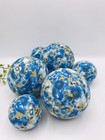 Lof 6 Blue Styrofoam Fabric Covered Balls Handmade Cottage Balls Only No Dish