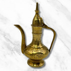 Vintage Mini Brass Tea Set Decor - 6 Cups Teapot Tray - Jewish Jerusalem