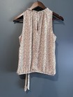 Sienna Sky Women   s Small Floral Sleeveless Ruffle Neck Side Tie Blouse Top