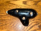 H  Fiehn Ocarina B7 Austria Black Antique Gold Hand Painted Clay Flute 7   