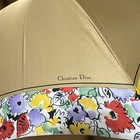 Christian Dior Gold Floral Long Umbrella Designer Rain Gear Authentic Rare