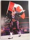 Bret Hart Signed 22x30 Canvas Giclee Psa dna Coa Wwe Canadian Flag Picture Auto