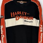 Vintage Harley Davidson Heavyweight Long Sleeve Shirt Embroidered Black Size Xl