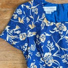 Vintage Floral Linen cotton Dress Size Medium 90s Blue beige Sheath Sundress