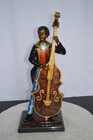 Musician Playing His Cello Bronze Statue -  Size  8 l X 10 w X 23 h 