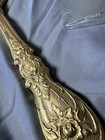 Vintage Gemlite Vanity Set Gold Tone 3 Pc Dresser Hand Mirror Brush Comb Floral