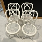 Vintage Dollhouse Miniature White Metal Patio Table   Chair Set With Food