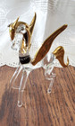 Vtg Art Glass Hand Blown Pegasus Horse Figurine   With Gold Mane  Wings    Tail