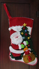 Vtg 3d Stocking Felt Bucilla 16  Handmade Finished  santa s Delivering Present  