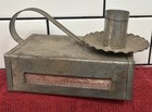 Vintage Handmade Pressed Tin Matchbox Candle Holder Chamber Primitive No Matches