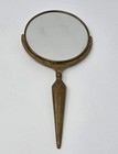 Antique Handheld Bronze Vanity Mirror Distinctive Art Nouveau Or Victorian Style
