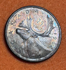 1962 Canada Quarter   25 Cents   Toned Queen Elizabeth   800 Silver