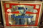 Vintage 1992 Budweiser Mirror Bar Sign 25 x18  - Gold Frame  as-is   Read 