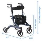 Medline Aluminum European Style Foldable Rollator With Backrest  300 Lbs 