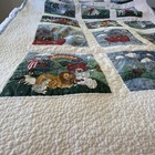 Noah s Ark Baby Quilt Blanket Pre-quilted Crib Coverlet  47    X  36    White Blue