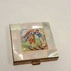 Mother Of Pearl   Brass Vintage Compact Painted Gentleman   Lady  Victorian