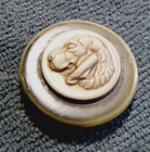 Large Antique Vintage Celluloid Carved Button Dog