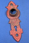 C1875 Eastlake Door Knob Backplate W  Keyhole  Fancy Victorian Design  Red Paint