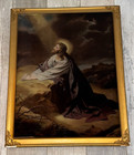 Rare Antique Frame Mounted Glass Agony In The Garden W  Jesus From Nuns Convent