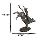 Rustic Western Wild Rodeo Bull Rider Cowboy On Bucking Bull Decorative Statue