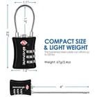 2 Pack Tsa Approved Luggage Locks  Cable Suitcase Travel Lock Alloy  Black