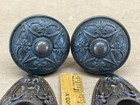 Antique Vintage Cast Iron Niles Chicago Greek Style Doorknob W Back Plates Pair