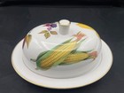 Royal Worcester Evesham 8  Covered Butter cheese Dish Oval Gold Rim England 1961