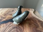 Vintage Inuit Soapstone Carving Of Two Ptarmigans Mounted On An Antler Base 