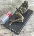 Art Deco Sculpture Nude Girl Woman Breast Bronze Statue Figurine Figure Hot Cast