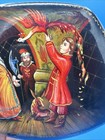 Vtg Russian Lacquer Box Hand-painted Trinket Keepsake Box Folklore Scene Signed