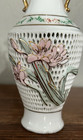 Vintage Chinese Porcelain Floral Embossed Vase Reticulated Pierced Design 6 5 