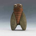 Old Chinese Ancient Collection Museum Hand Carved Bronze Cicada Statue Fengshui