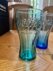 Vintage Lot Of Four Coca Cola  6   Bell  Glasses Clear Green Plum Dark Blue